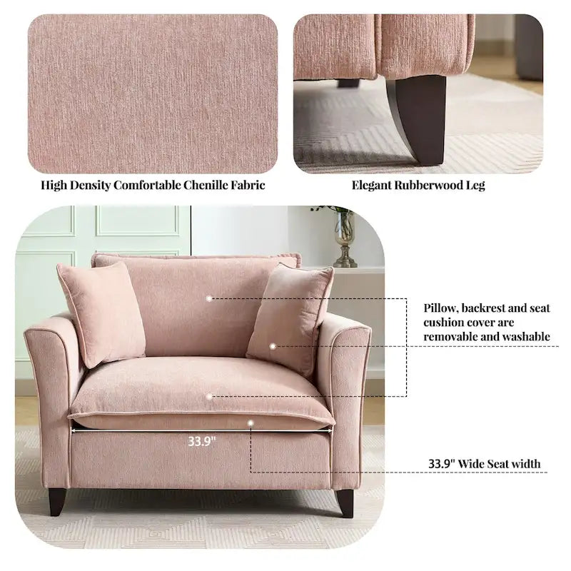 Oversized Chenille Fabric Armchair 12