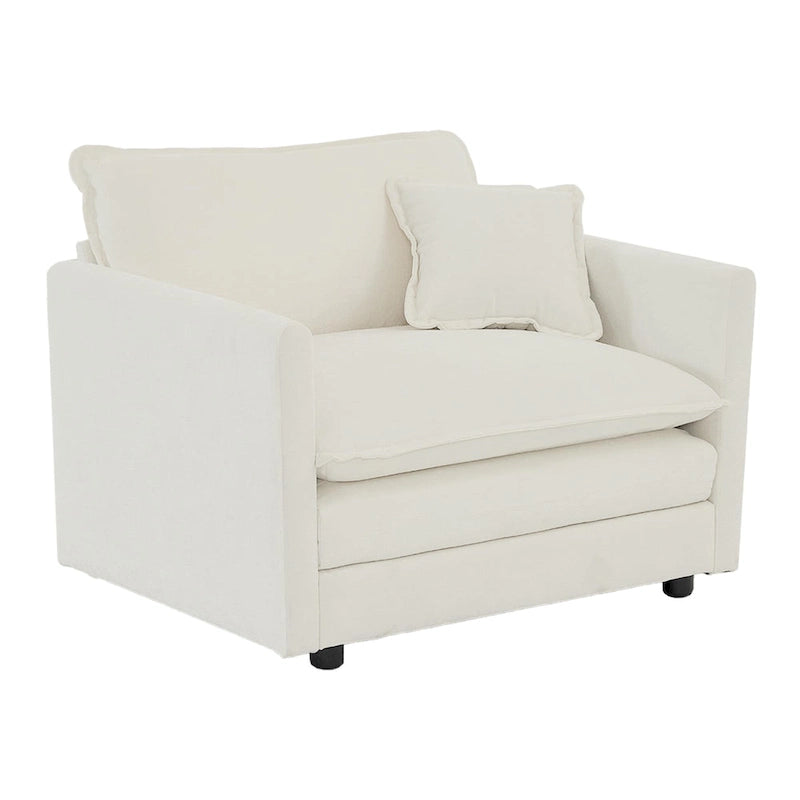 Accent Chair Set of 2, High-end Chenille Upholstered Armchairs, Living Room Side Chairs with Toss Pillow, White 7