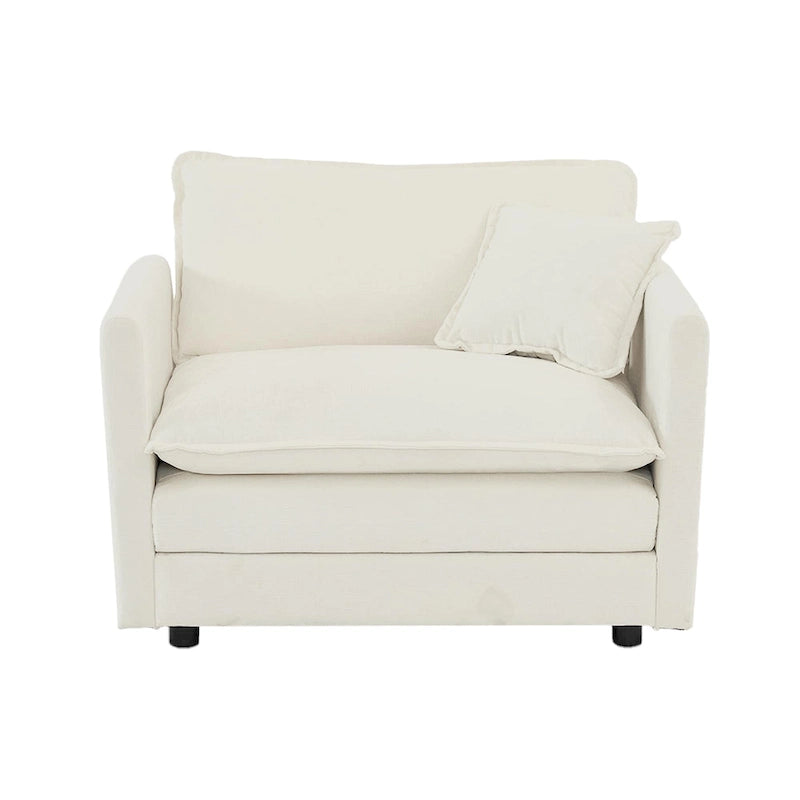 Accent Chair Set of 2, High-end Chenille Upholstered Armchairs, Living Room Side Chairs with Toss Pillow, White 8