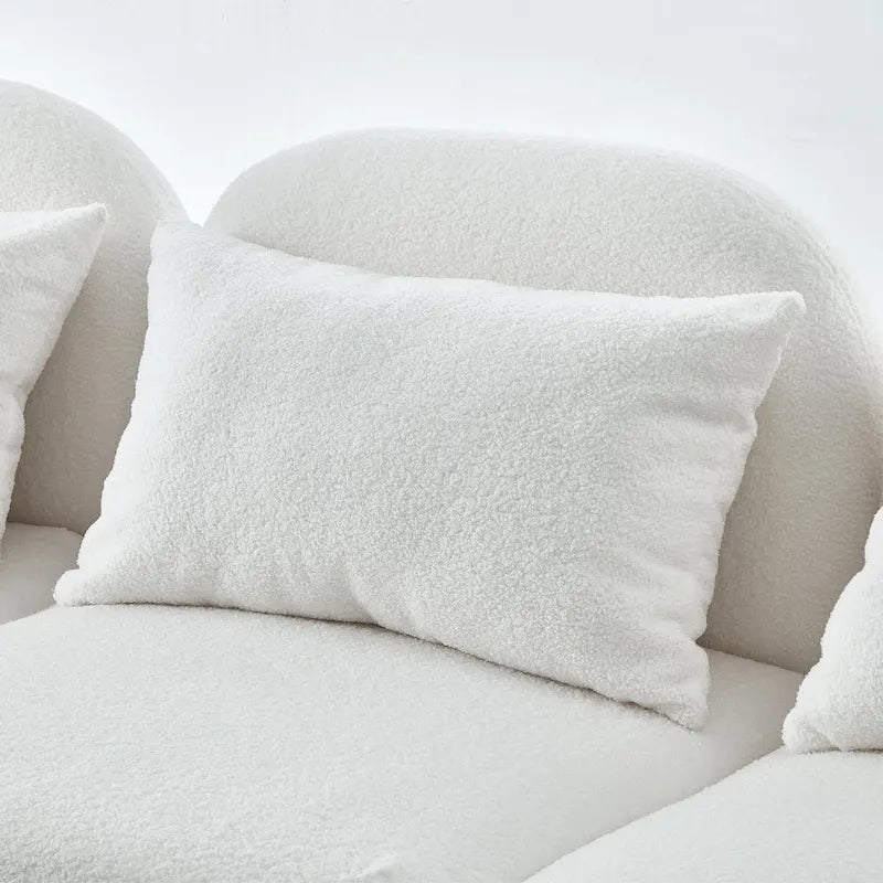 Living Room Furniture Lazy Sofa Loveseat Teddy Fabric White 5