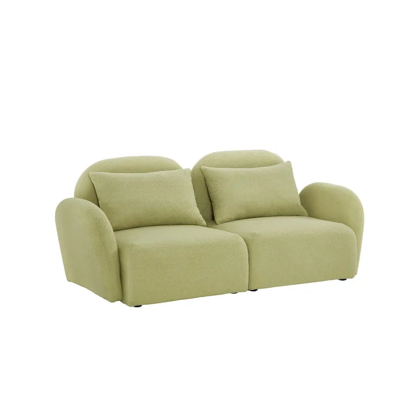 Living Room Furniture Lazy Sofa Loveseat Teddy Fabric White 6