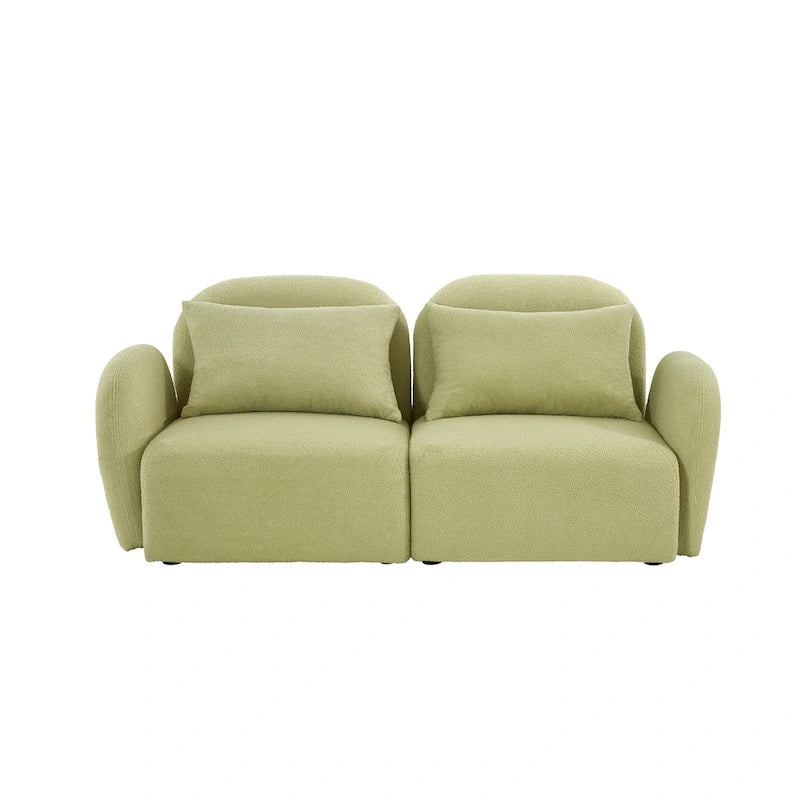 Living Room Furniture Lazy Sofa Loveseat Teddy Fabric White 7