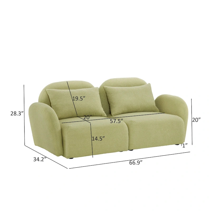 Living Room Furniture Lazy Sofa Loveseat Teddy Fabric White 8