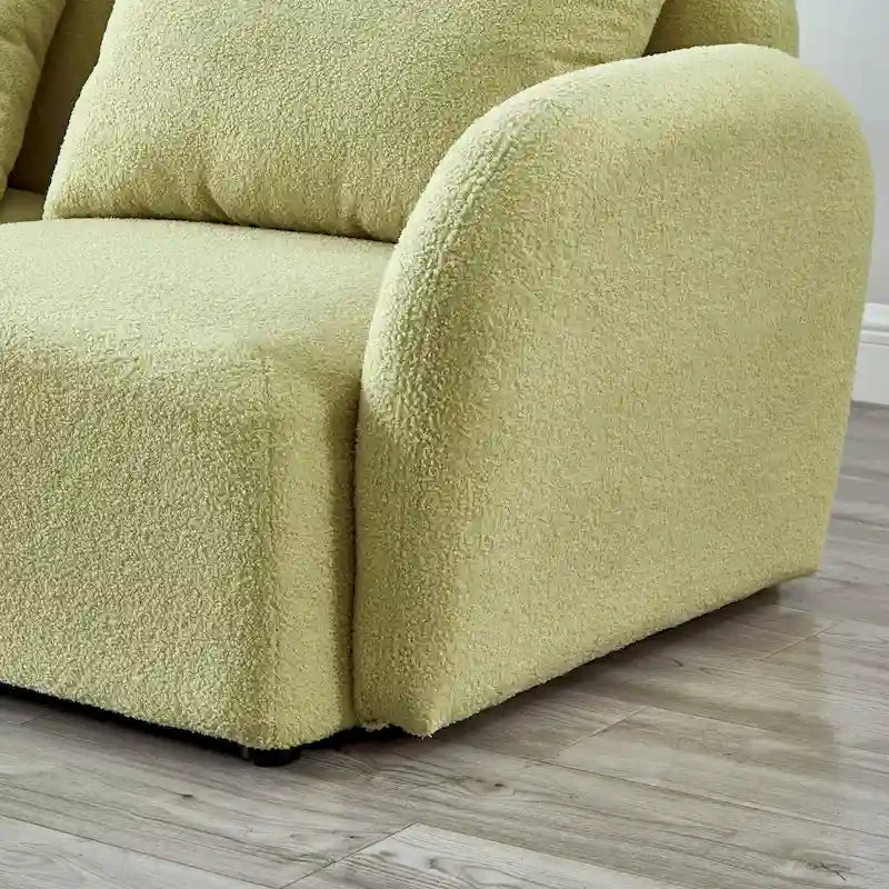 Living Room Furniture Lazy Sofa Loveseat Teddy Fabric White 9