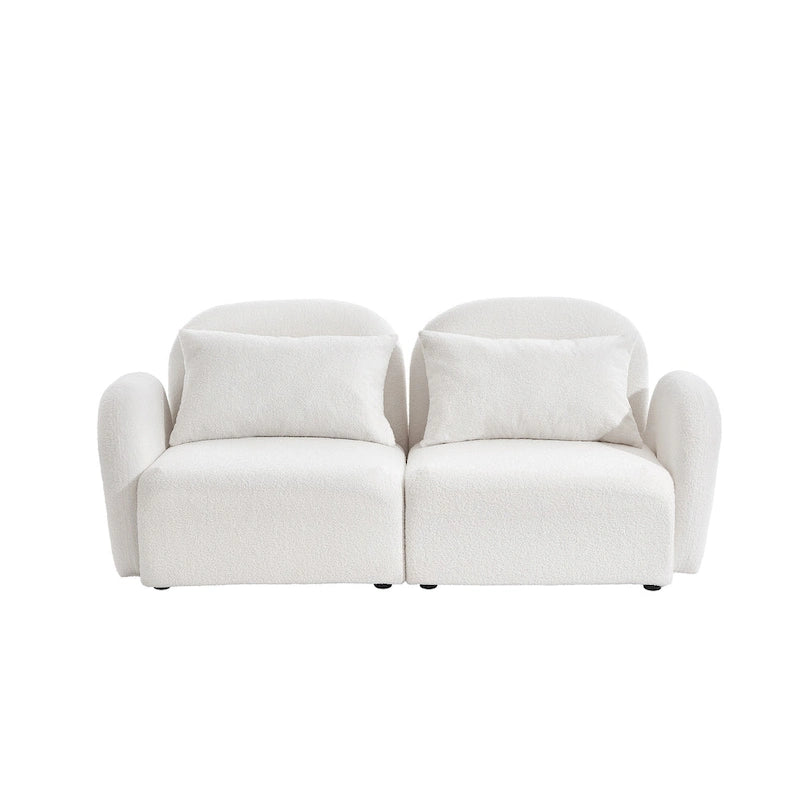 Living Room Furniture Lazy Sofa Loveseat Teddy Fabric White 11