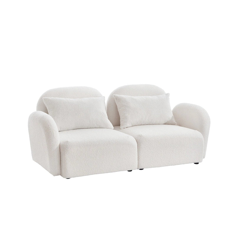 Living Room Furniture Lazy Sofa Loveseat Teddy Fabric White 12