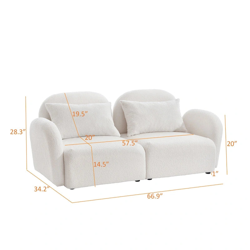 Living Room Furniture Lazy Sofa Loveseat Teddy Fabric White 13