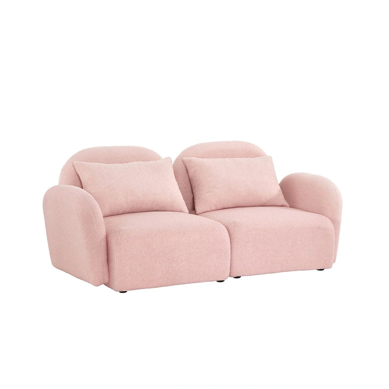 Living Room Furniture Lazy Sofa Loveseat Teddy Fabric White 15