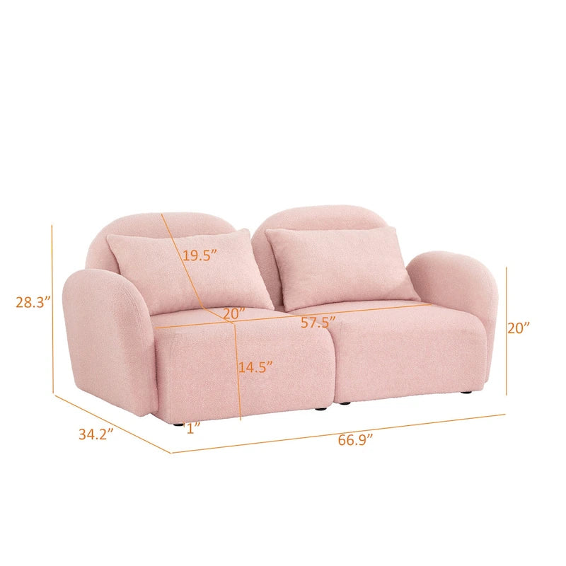 Living Room Furniture Lazy Sofa Loveseat Teddy Fabric White 17