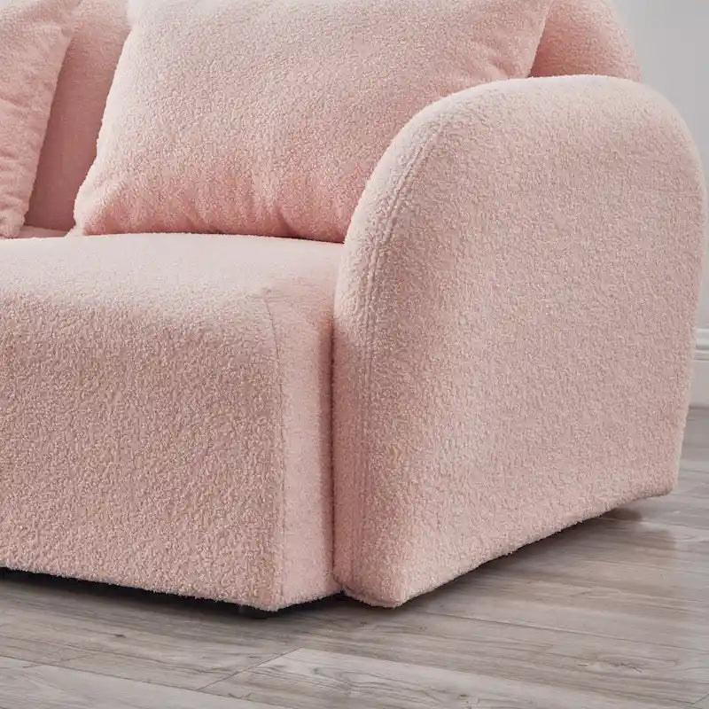 Living Room Furniture Lazy Sofa Loveseat Teddy Fabric White 18