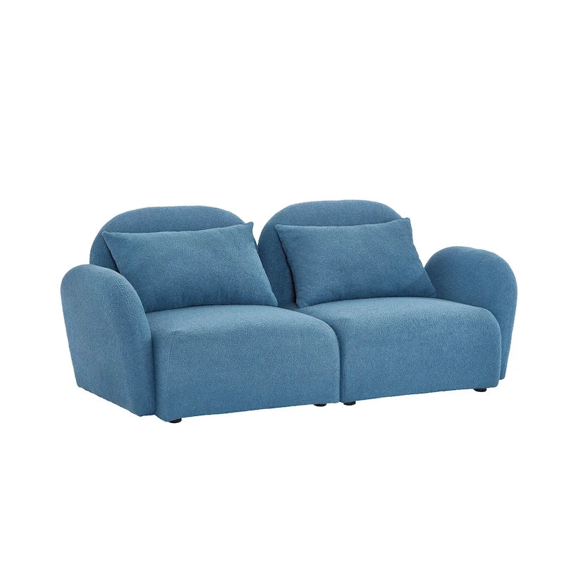 Living Room Furniture Lazy Sofa Loveseat Teddy Fabric White 21