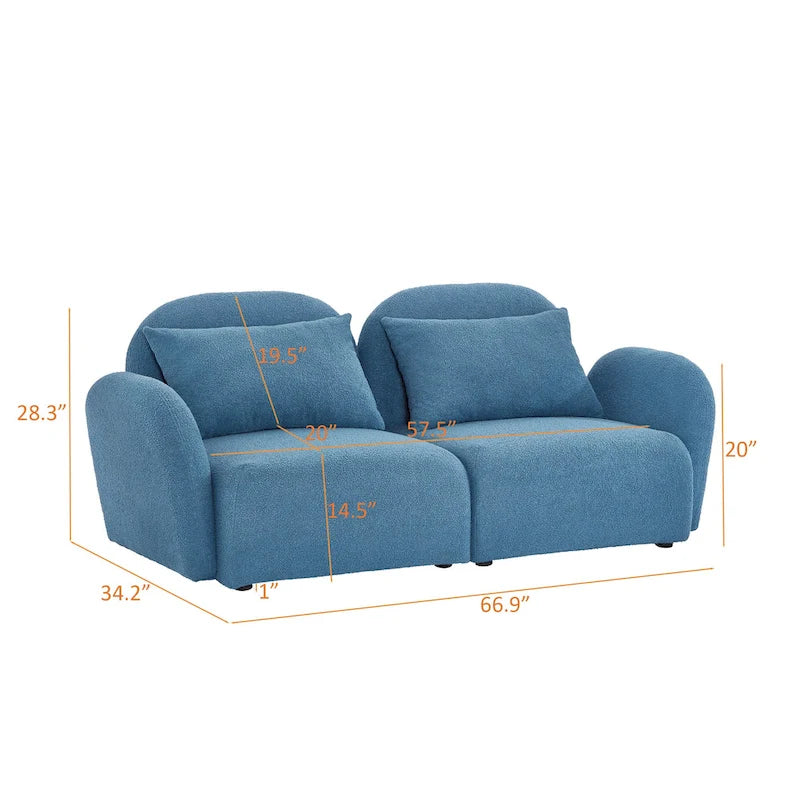 Living Room Furniture Lazy Sofa Loveseat Teddy Fabric White 22