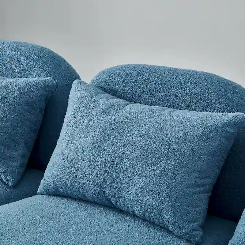 Living Room Furniture Lazy Sofa Loveseat Teddy Fabric White 23