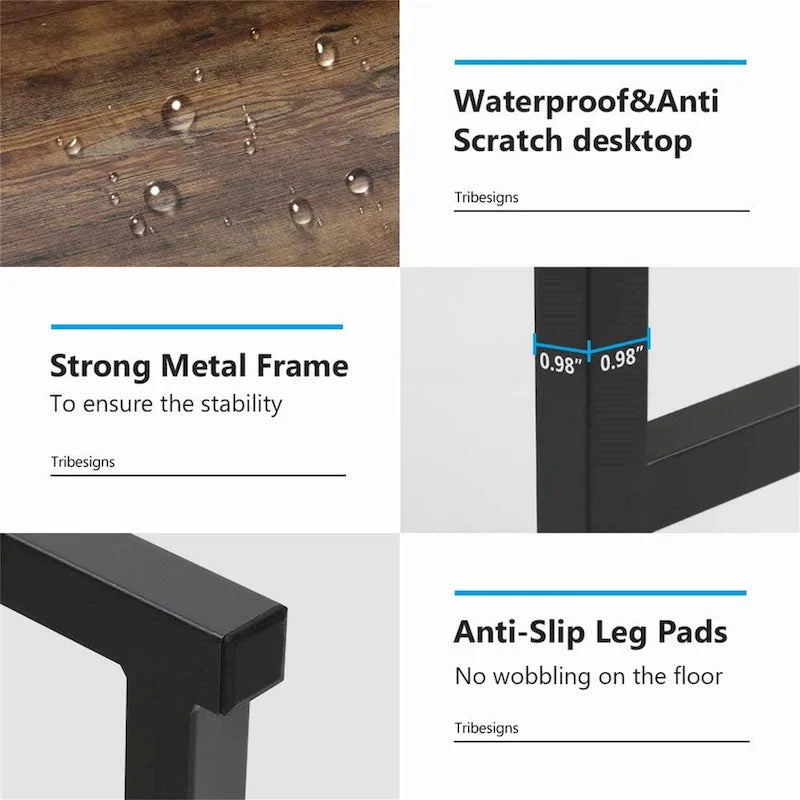 Computer Desk, Home Office Desk Study Desk with Hutch and Shelves 8