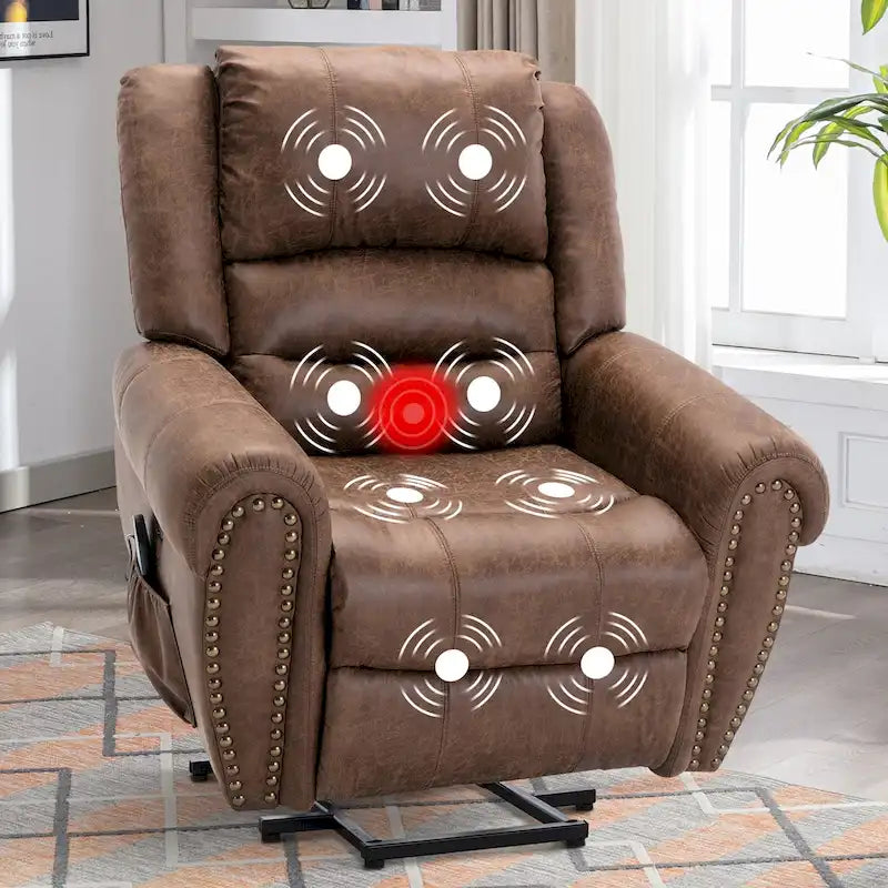 Breathable Rivet Power Lift Recliner Chair with Massage,Heat and USB Port 28