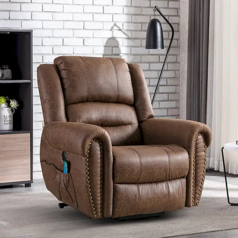 Breathable Rivet Power Lift Recliner Chair with Massage,Heat and USB Port 10