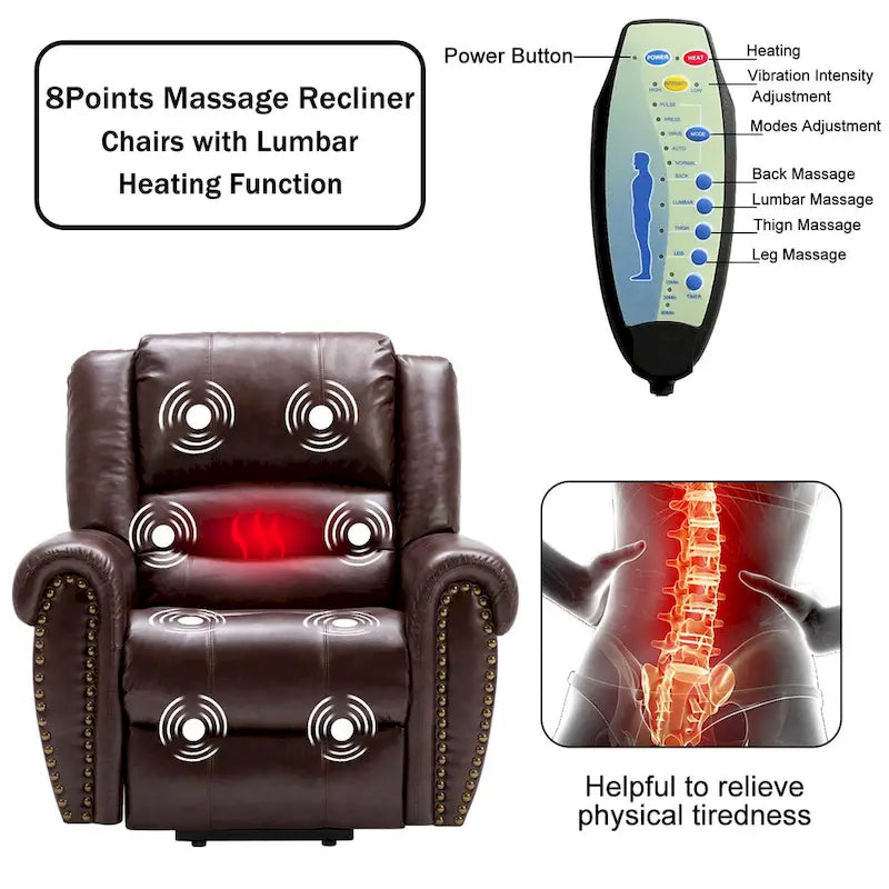 Breathable Rivet Power Lift Recliner Chair with Massage,Heat and USB Port 22