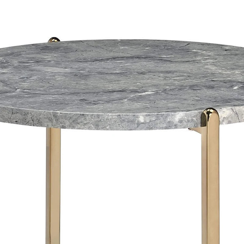 Tavolino con Piano Ovale in Marmo e Supporto a X, Grigio e Oro 3