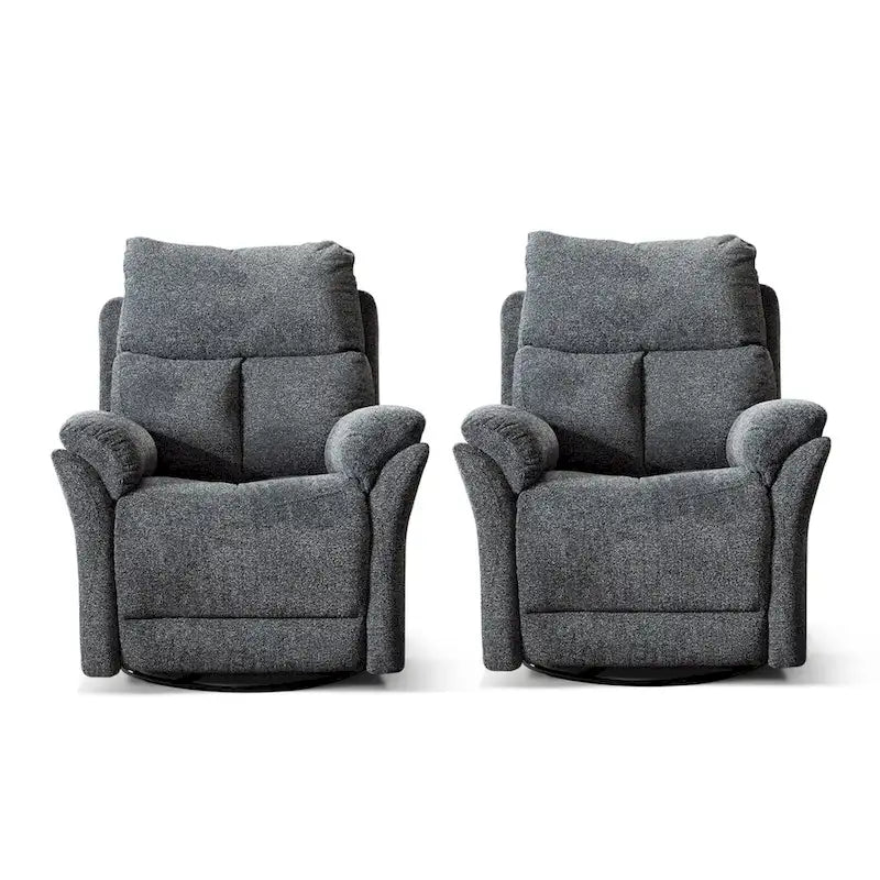 Swivel Rocker Fabric Recliner Chair Manual Reclining Sofa Set of two 3
