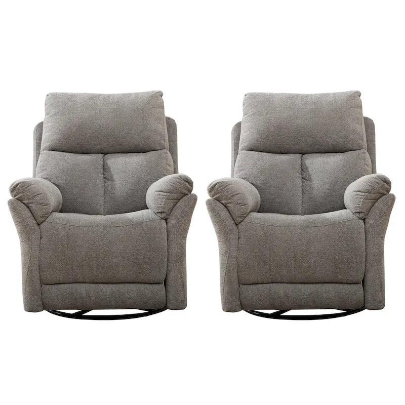 Swivel Rocker Fabric Recliner Chair Manual Reclining Sofa Set of two 5