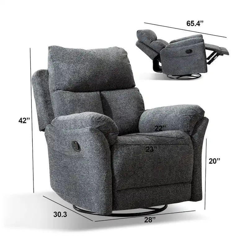 Swivel Rocker Fabric Recliner Chair Manual Reclining Sofa Set of two 12