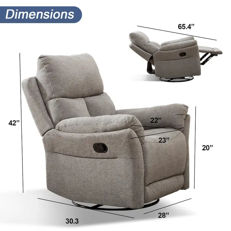 Swivel Rocker Fabric Recliner Chair Manual Reclining Sofa Set of two 19