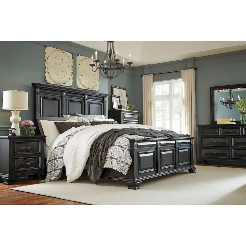 Set camera da letto Roundhill Furniture Renova in legno nero vintage