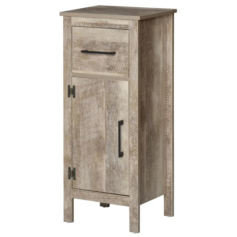 kleankin Bathroom Floor Cabinet Storage Cupboard with Drawer and Adjustable Shelf for Entryway or Living Room, Barnwood 2