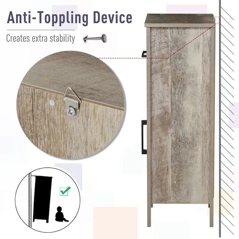 kleankin Bathroom Floor Cabinet Storage Cupboard with Drawer and Adjustable Shelf for Entryway or Living Room, Barnwood 6
