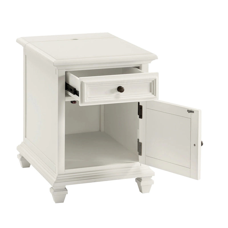 Steve Silver Castana Modern Farmhouse Soft White Side Table with USB 4