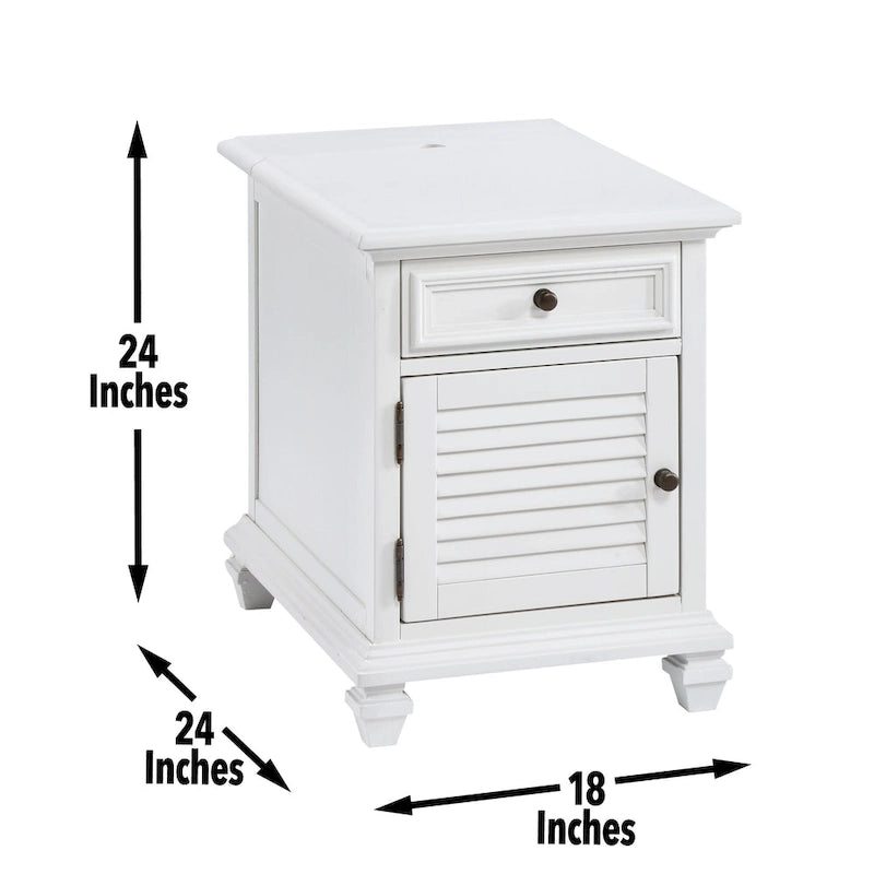 Steve Silver Castana Modern Farmhouse Soft White Side Table with USB 8