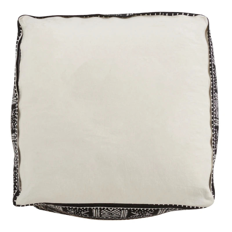 Floor Pouf With Dark Mudcloth Design