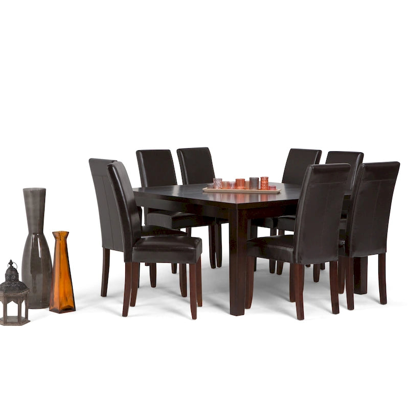 WYNDENHALL Normandy Transitional 9 Pc Dining Set with 8 Upholstered Parson Chairs and 54 Wide Table 35