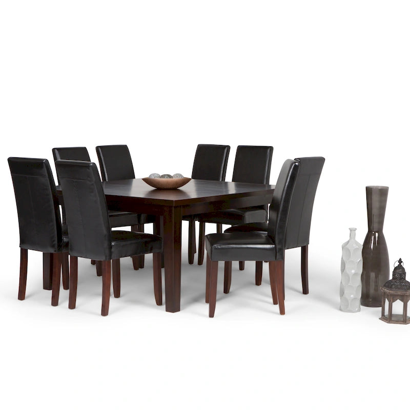 WYNDENHALL Normandy Transitional 9 Pc Dining Set with 8 Upholstered Parson Chairs and 54 Wide Table 36
