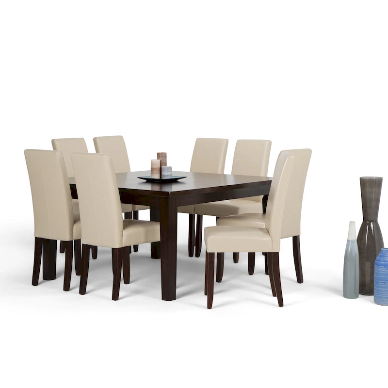 WYNDENHALL Normandy Transitional 9 Pc Dining Set with 8 Upholstered Parson Chairs and 54 Wide Table 37