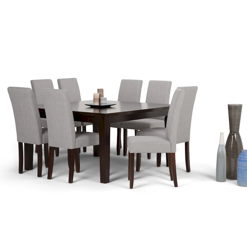 WYNDENHALL Normandy Transitional 9 Pc Dining Set with 8 Upholstered Parson Chairs and 54 Wide Table 38