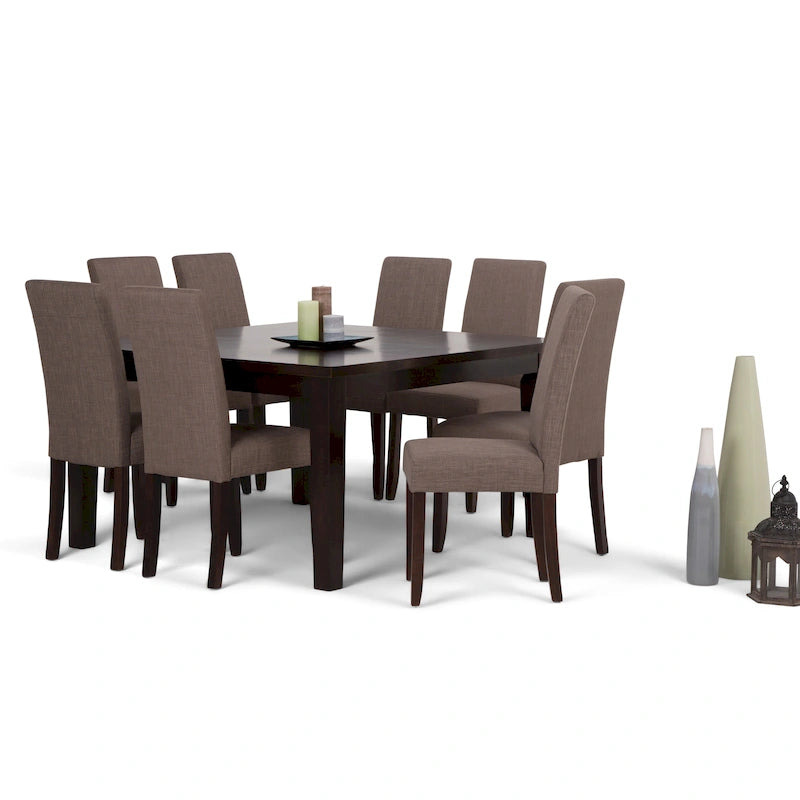 WYNDENHALL Normandy Transitional 9 Pc Dining Set with 8 Upholstered Parson Chairs and 54 Wide Table 39