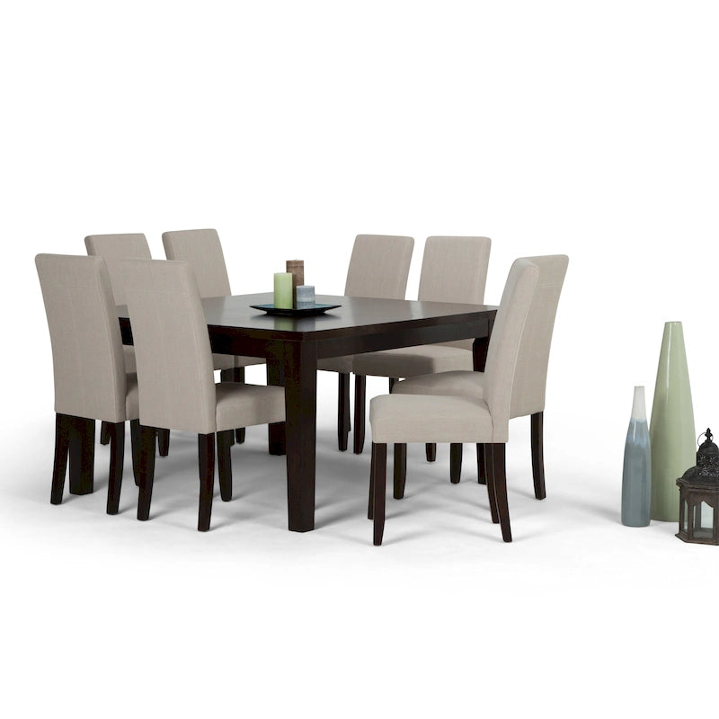 WYNDENHALL Normandy Transitional 9 Pc Dining Set with 8 Upholstered Parson Chairs and 54 Wide Table 40