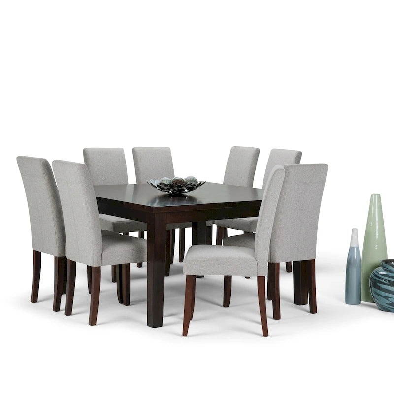 WYNDENHALL Normandy Transitional 9 Pc Dining Set with 8 Upholstered Parson Chairs and 54 Wide Table 41
