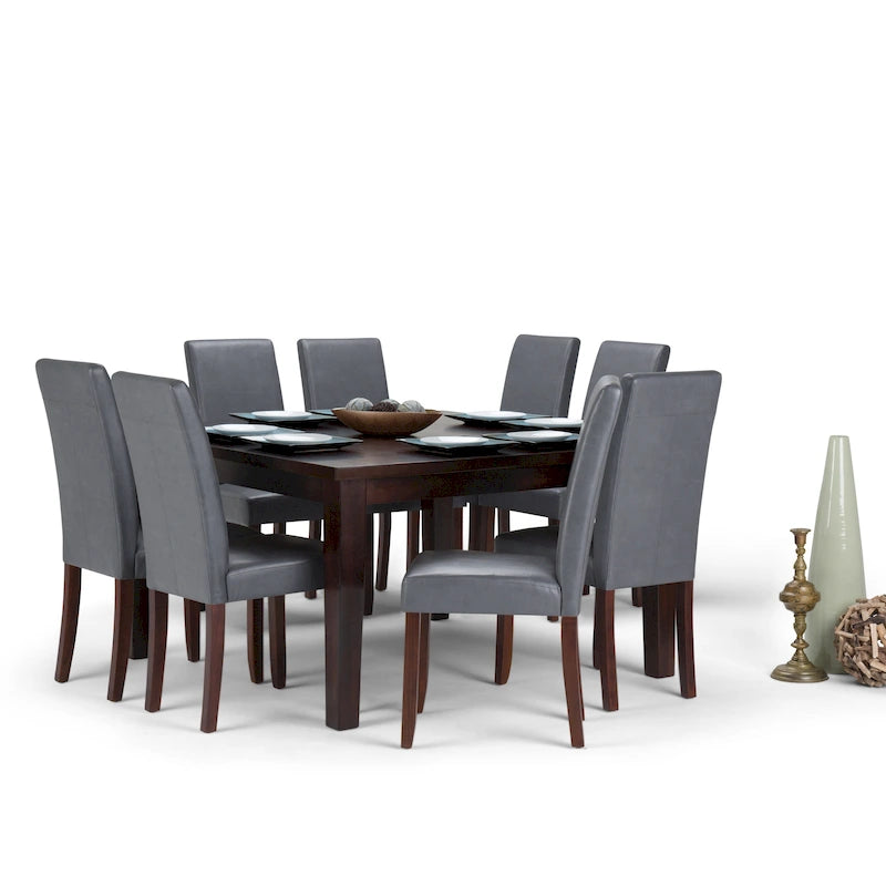 WYNDENHALL Normandy Transitional 9 Pc Dining Set with 8 Upholstered Parson Chairs and 54 Wide Table 42