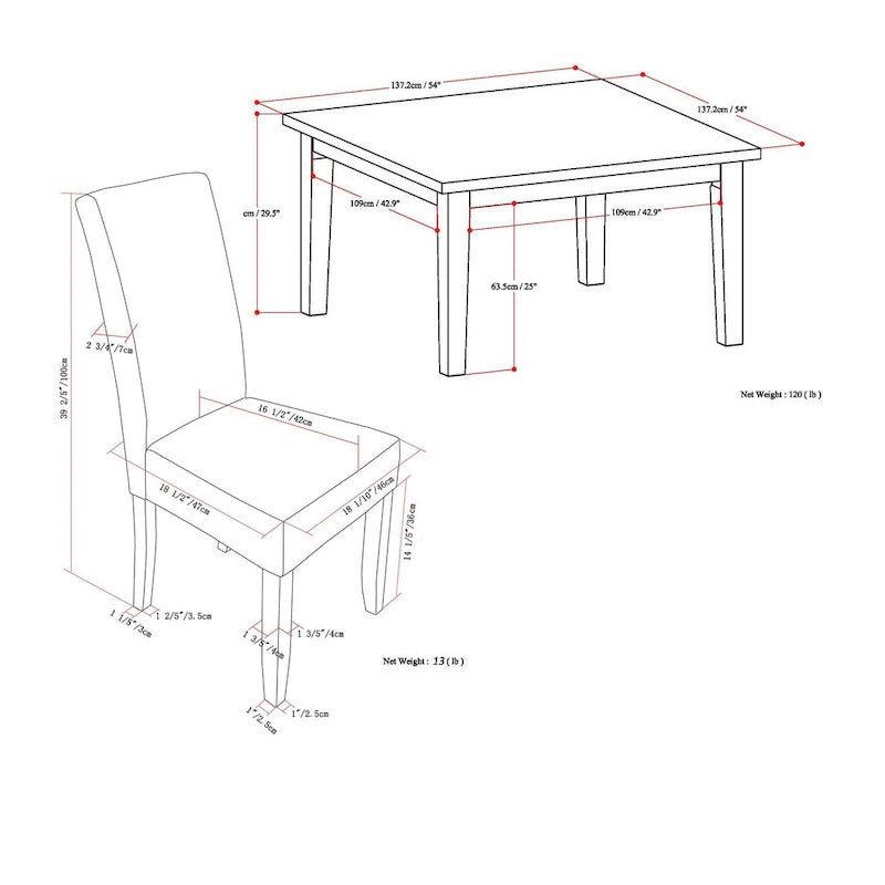 WYNDENHALL Normandy Transitional 9 Pc Dining Set with 8 Upholstered Parson Chairs and 54 Wide Table 9