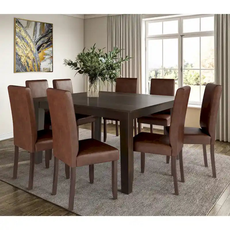 WYNDENHALL Normandy Transitional 9 Pc Dining Set with 8 Upholstered Parson Chairs and 54 Wide Table 10