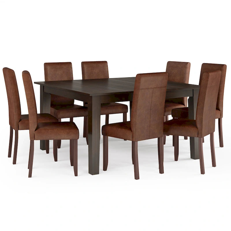 WYNDENHALL Normandy Transitional 9 Pc Dining Set with 8 Upholstered Parson Chairs and 54 Wide Table 11