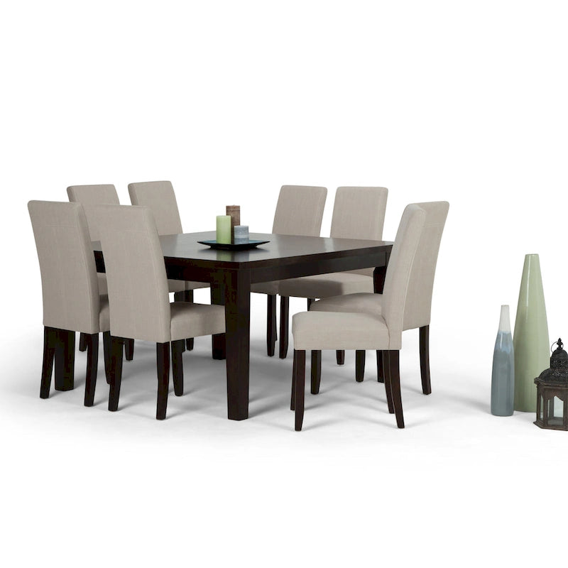WYNDENHALL Normandy Transitional 9 Pc Dining Set with 8 Upholstered Parson Chairs and 54 Wide Table 24