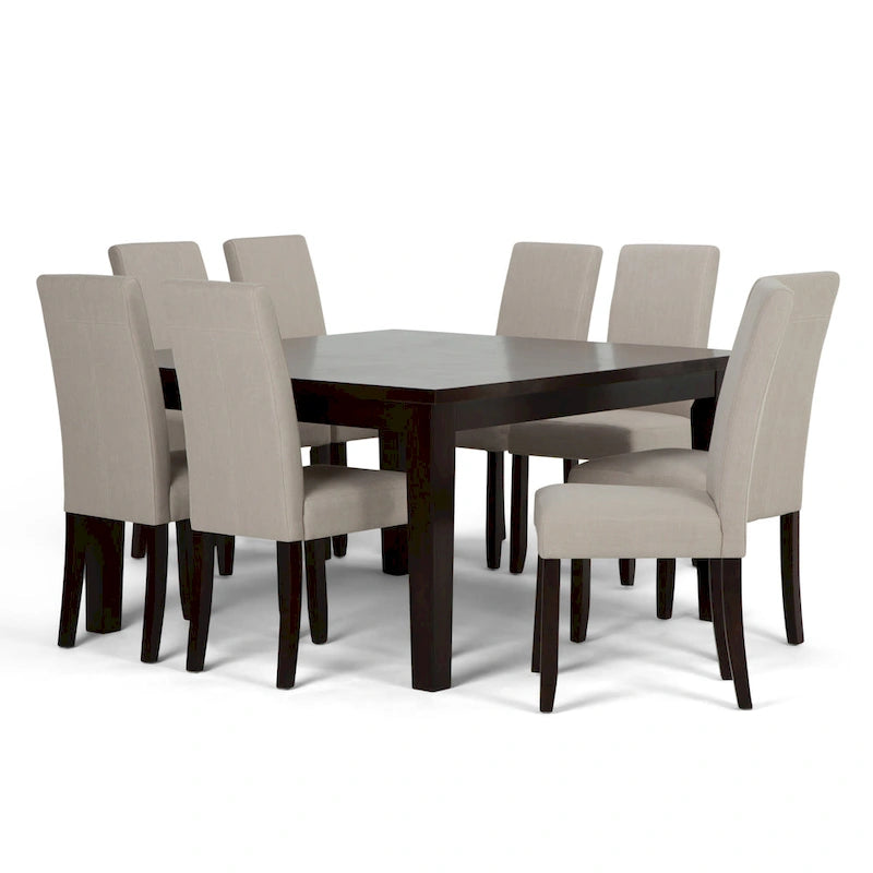 WYNDENHALL Normandy Transitional 9 Pc Dining Set with 8 Upholstered Parson Chairs and 54 Wide Table 25
