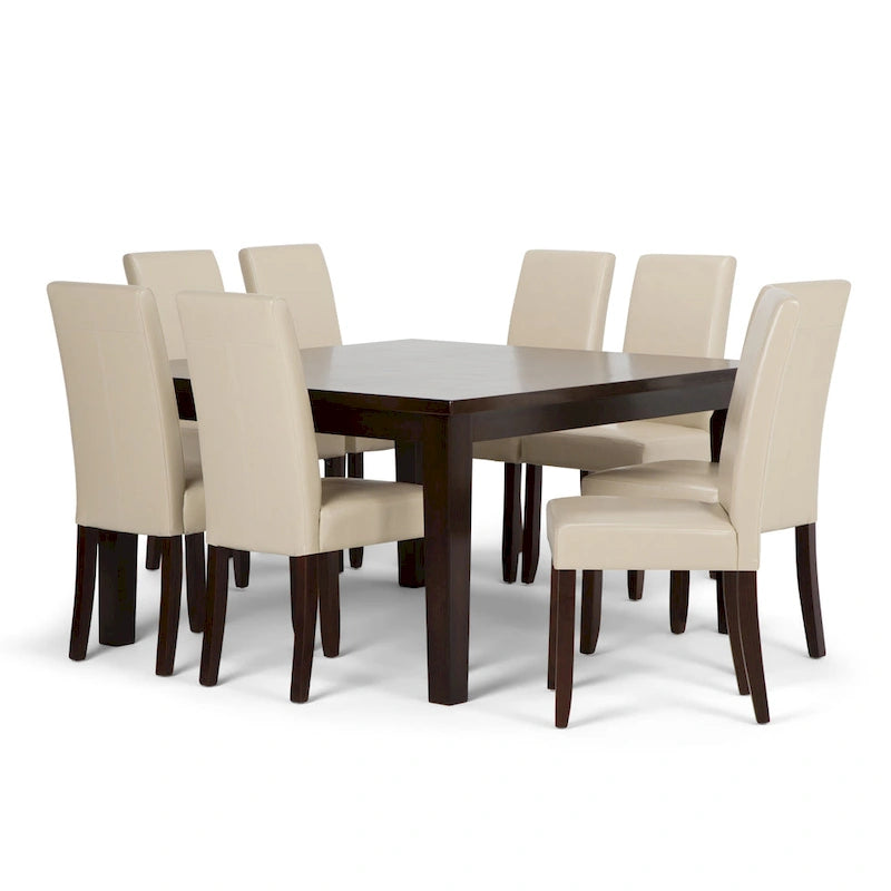 WYNDENHALL Normandy Transitional 9 Pc Dining Set with 8 Upholstered Parson Chairs and 54 Wide Table 30