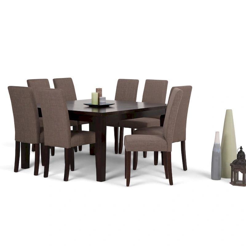 WYNDENHALL Normandy Transitional 9 Pc Dining Set with 8 Upholstered Parson Chairs and 54 Wide Table 34