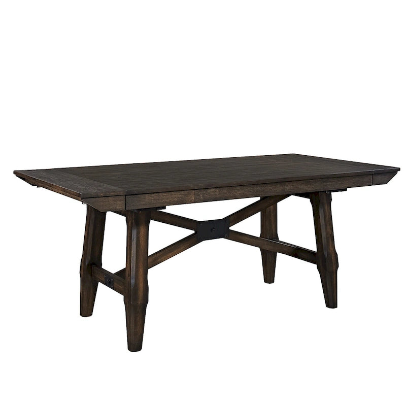 Set tavolo a cavalletto da 7 pezzi Double Bridge marrone scuro