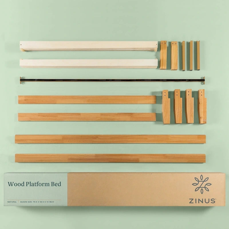 Priage by Zinus 14-inch Natural Solid Wood Platform Bed 7