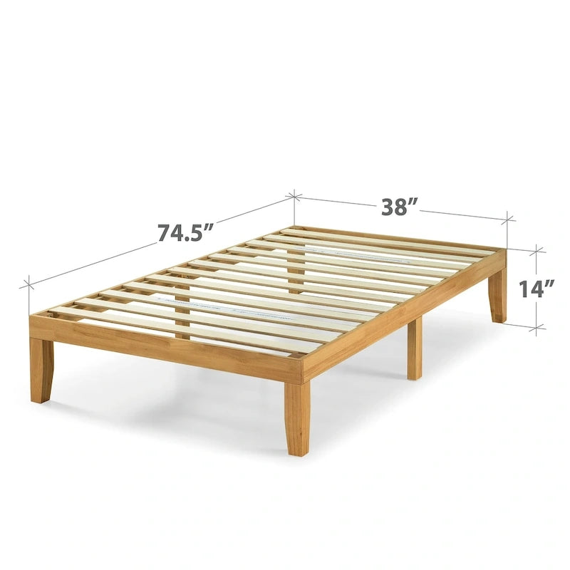 Priage by Zinus 14-inch Natural Solid Wood Platform Bed 10